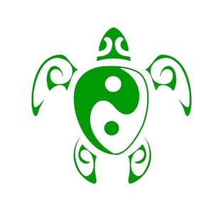 Green lucky Ying yang Turtle 6Hx5.5W Premium permanent vinyl decal
